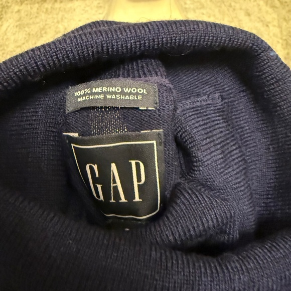 NWT Gap 100% Merino Wool Turtleneck Sweater Navy Blue S Minimalist Classic - Picture 4 of 11
